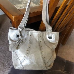 Fossil Metallic studded tote bag